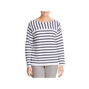 EILEEN FISHER Womens White Long Sleeve Boat Neck Wear To Work Top Plus 1X